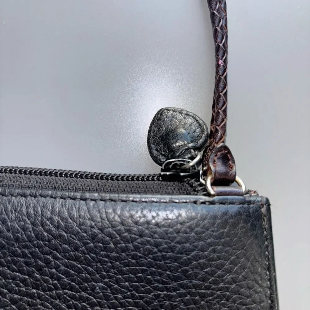 Brighton Black Brown Croc Embossed Leather Small Clutch Purse